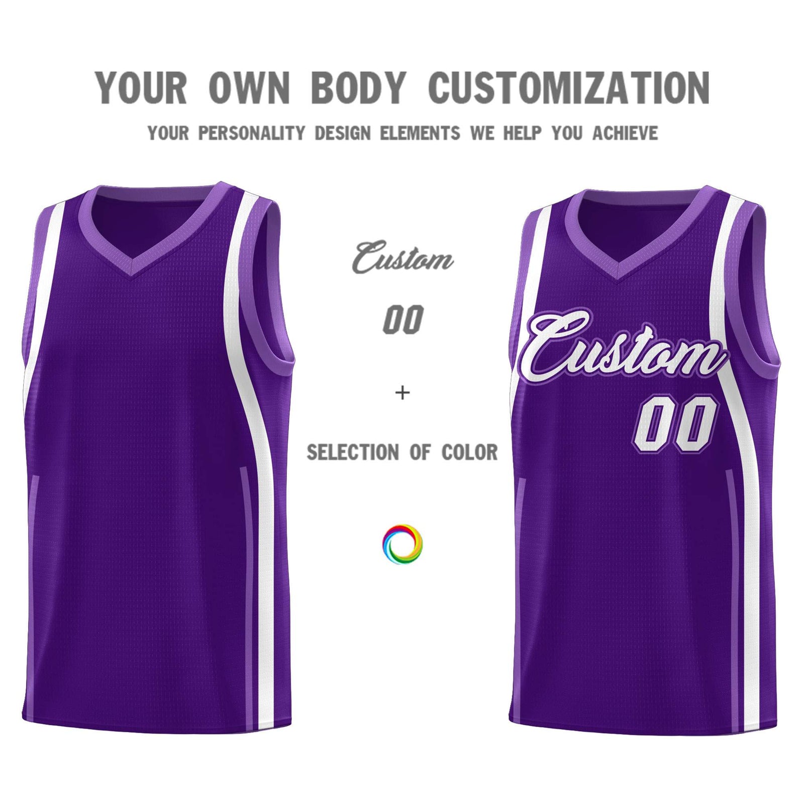 Custom Purple Light Purple-White Ribbon Pattern Basketball Kits