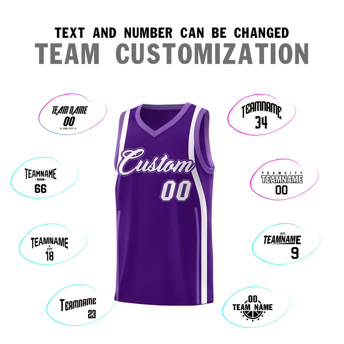 Custom Purple Light Purple-White Ribbon Pattern Basketball Kits