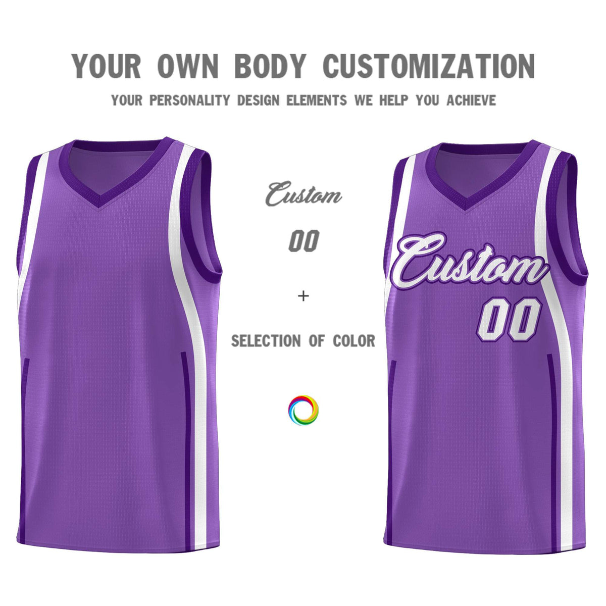 Custom Light Purple Purple-White Ribbon Pattern Basketball Kits
