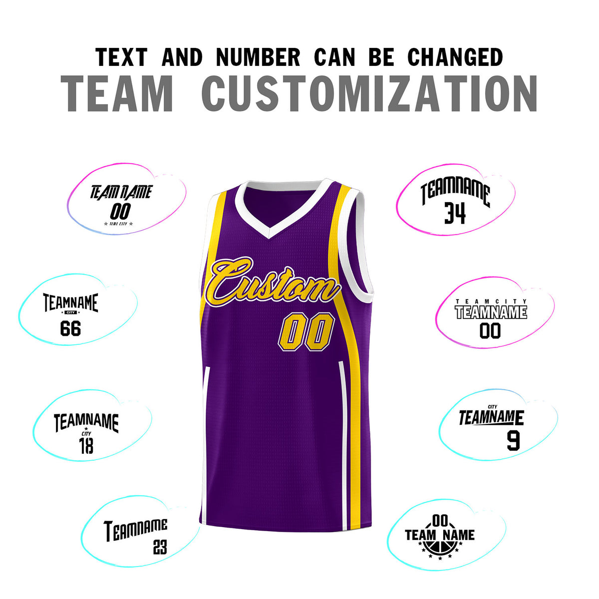 Custom Purple White-Gold Ribbon Pattern Basketball Kits