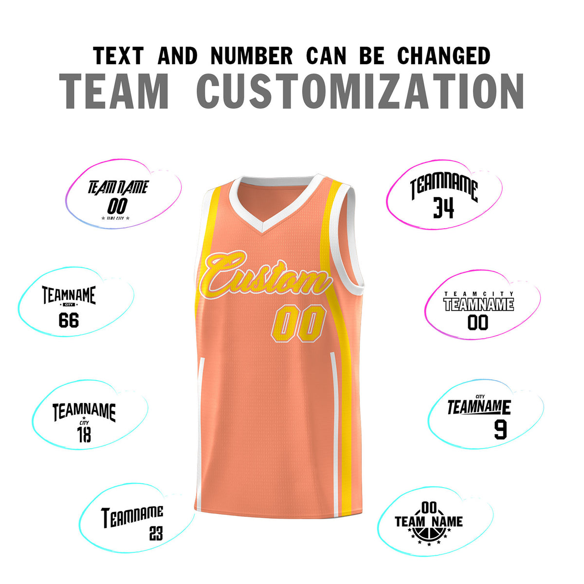 Custom Light Orange Gold-White Ribbon Pattern Basketball Kits
