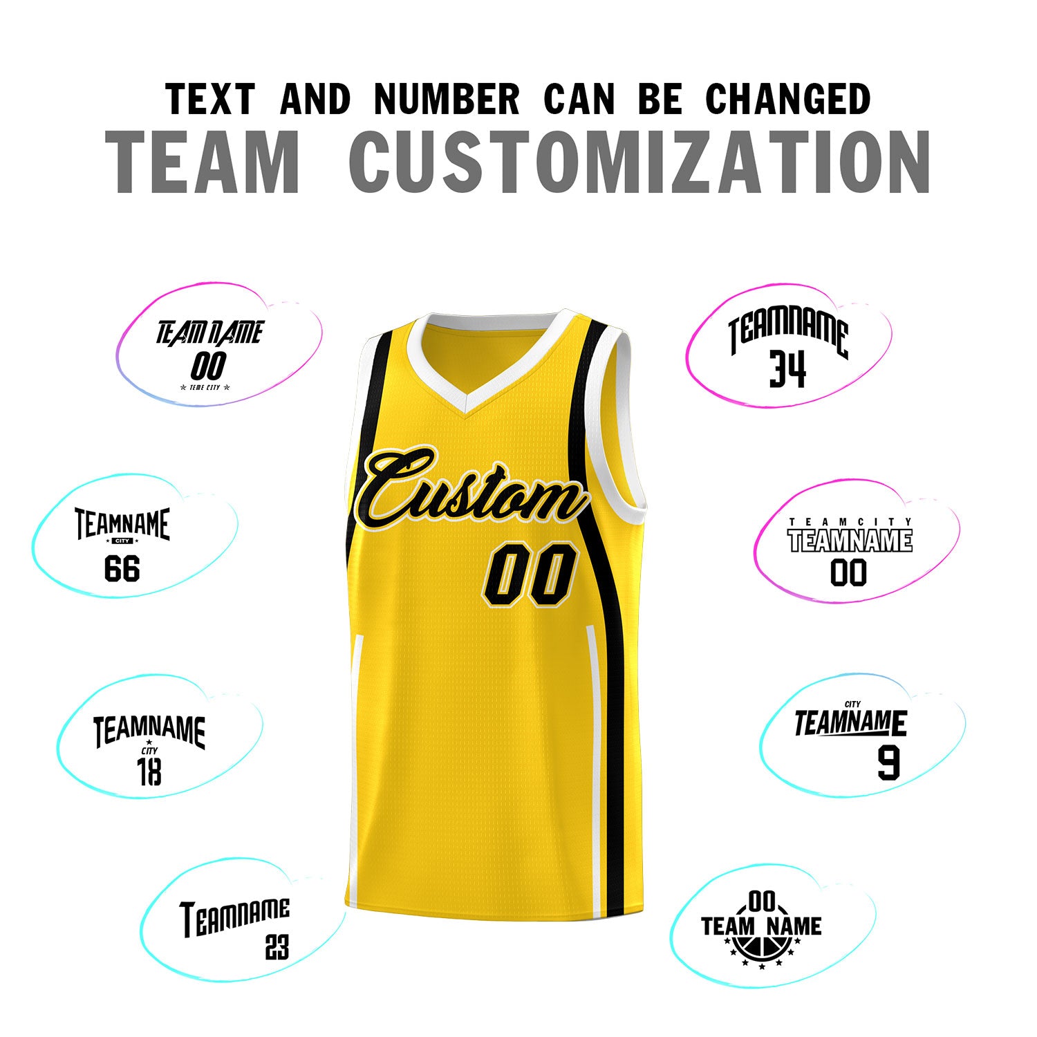 Custom Gold Black-White Ribbon Pattern Basketball Kits