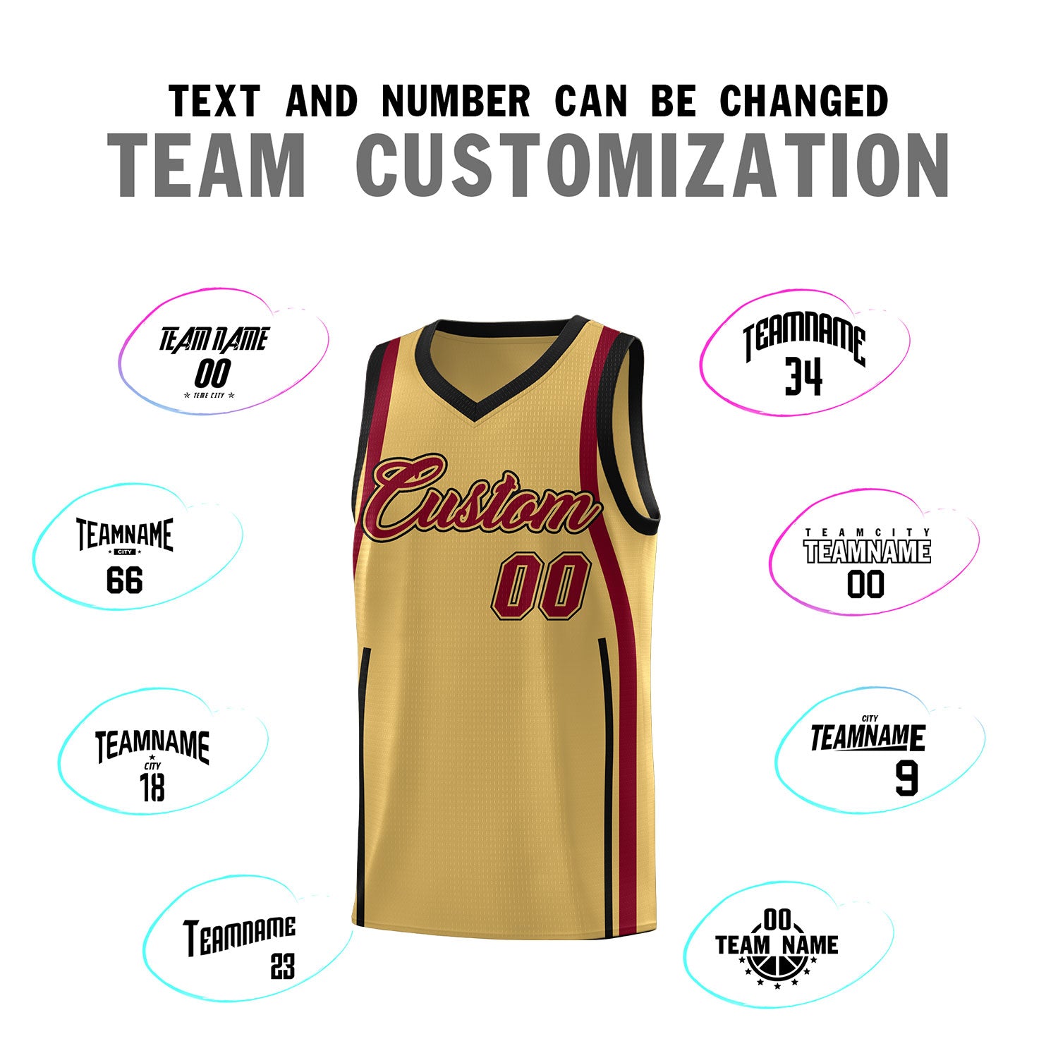 Custom Old Gold Crimson-Black Ribbon Pattern Basketball Kits