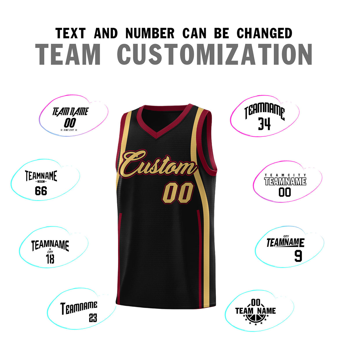 Custom Black Crimson-Old Gold Ribbon Pattern Basketball Kits