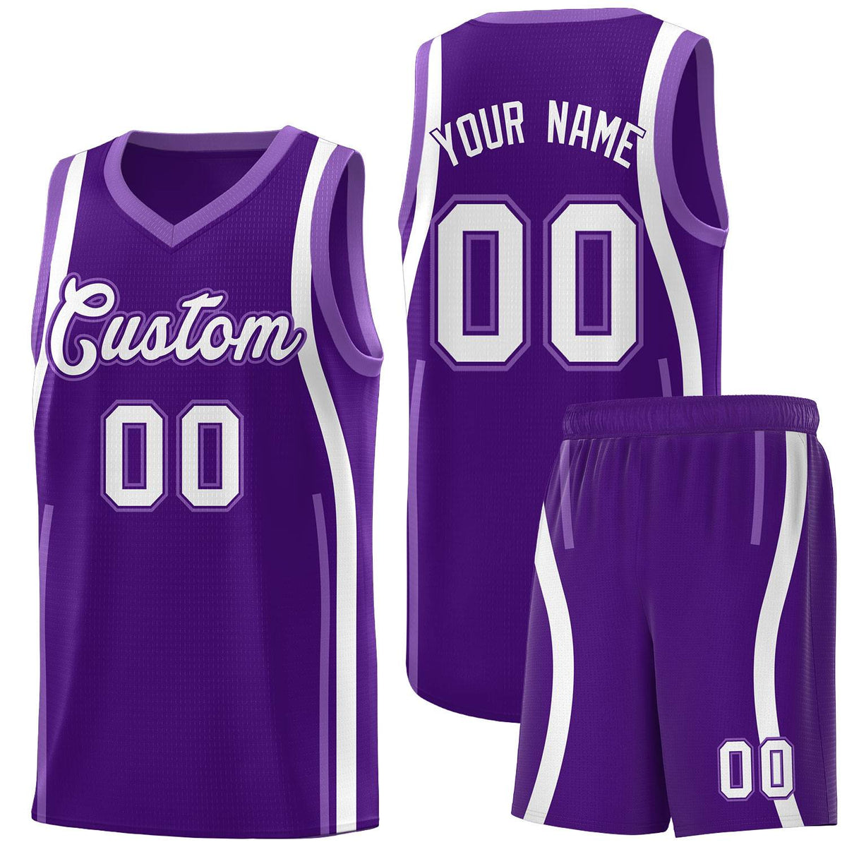 Custom Purple Light Purple AND White Basketball Jersey