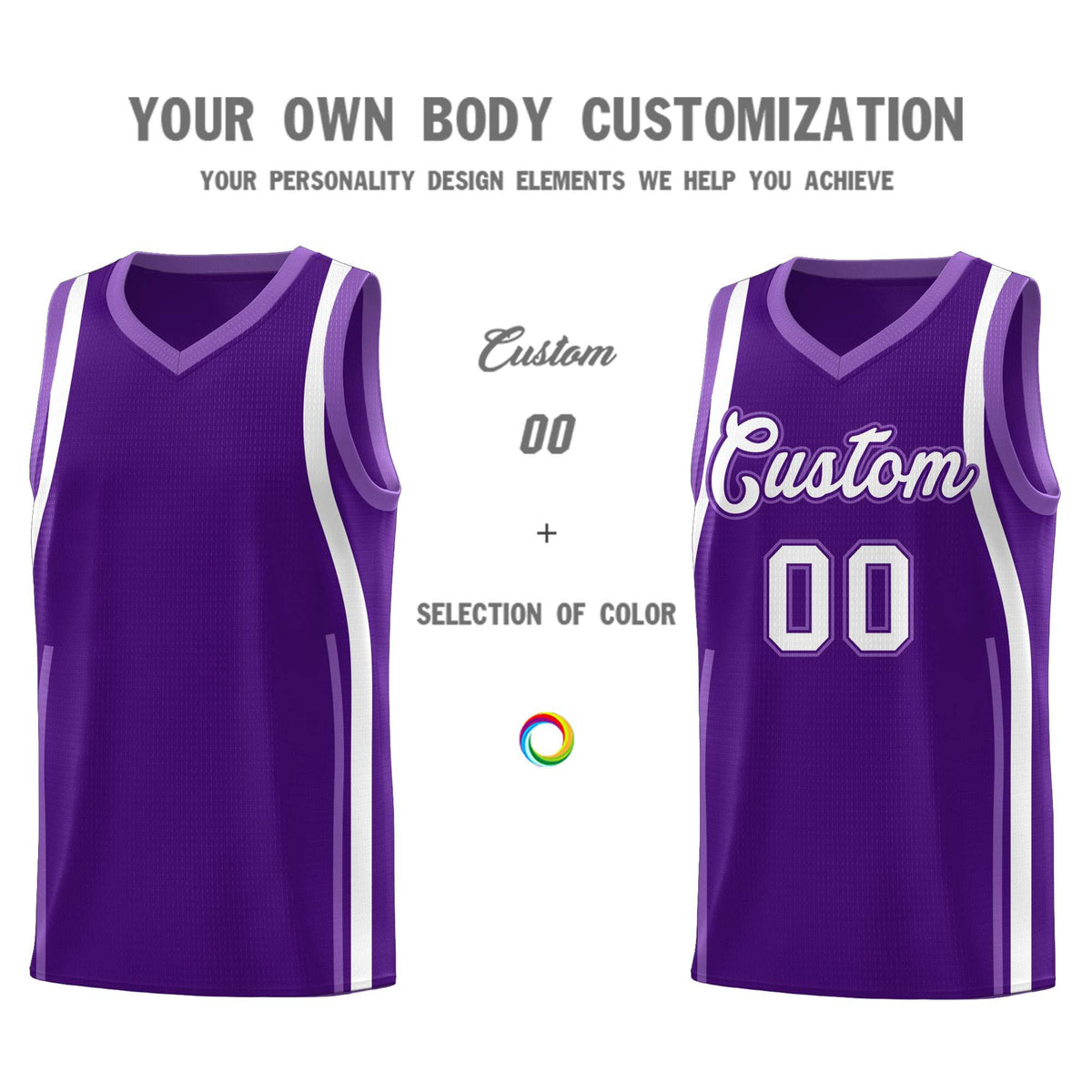 Custom Purple Light Purple AND White Basketball Jersey