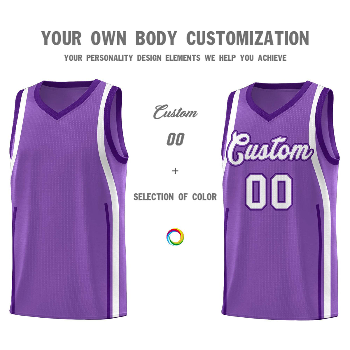 Custom Light Purple Purple AND White Basketball Jersey