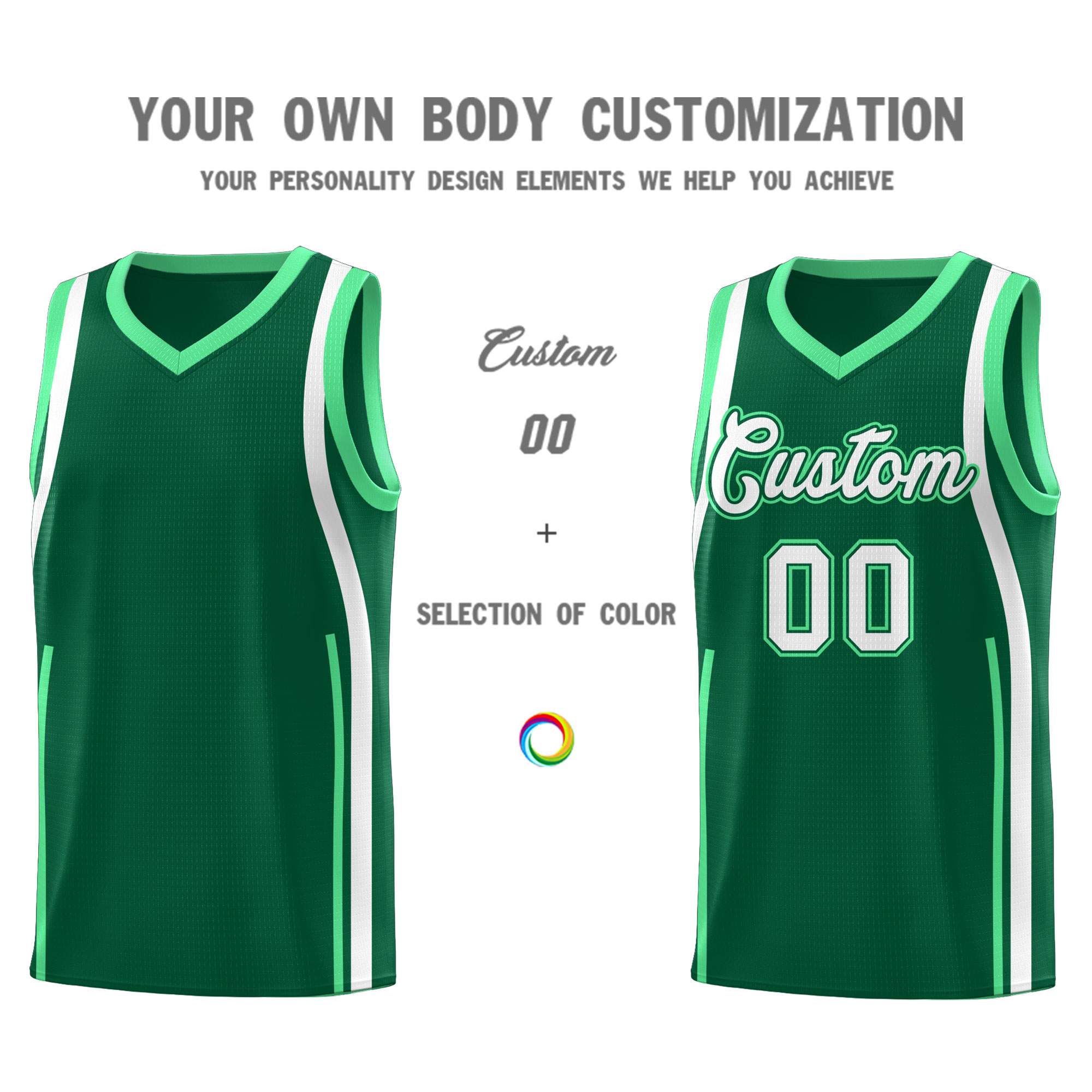 Custom Kelly Green Green AND White Basketball Jersey
