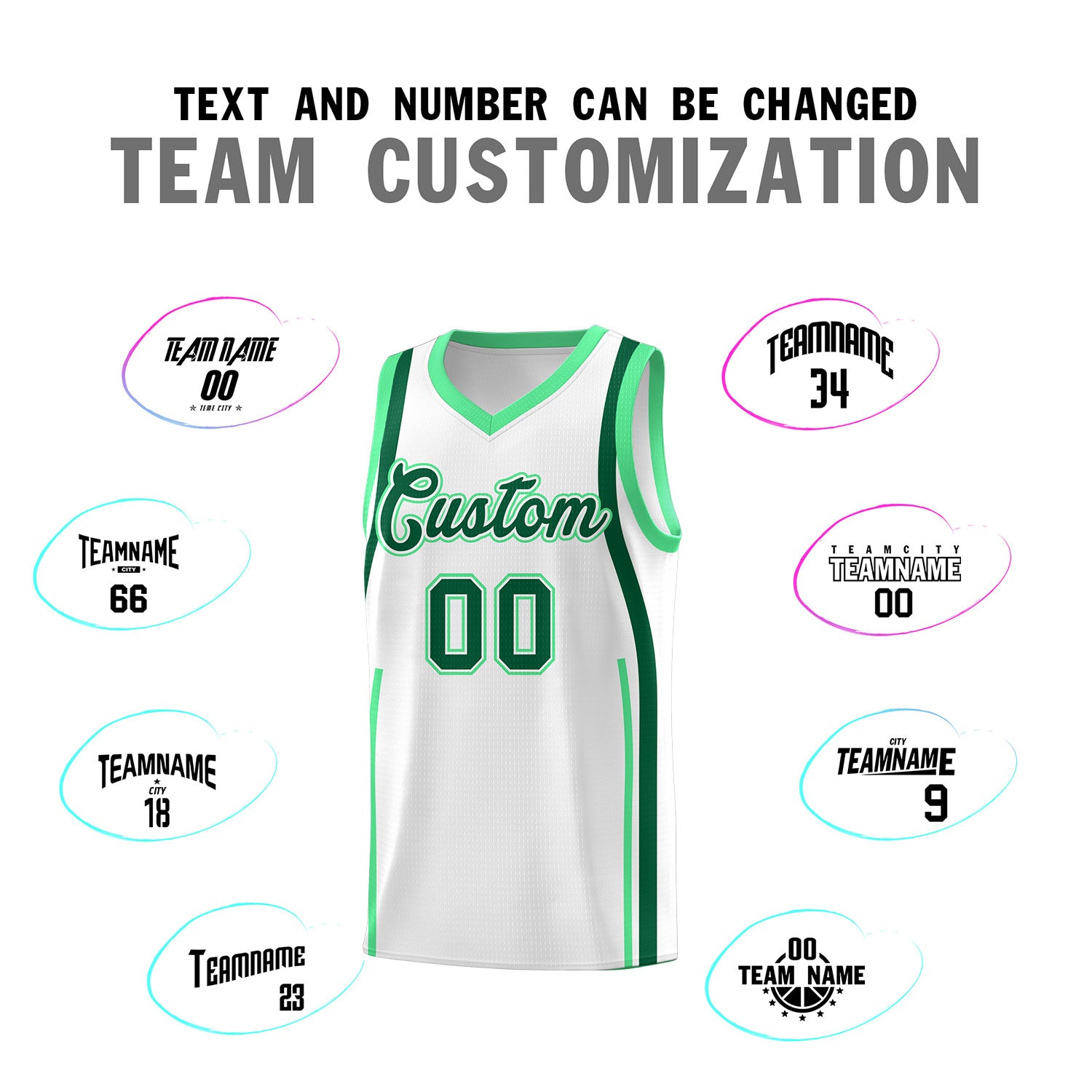 Custom White Kelly Green AND Green Basketball Jersey