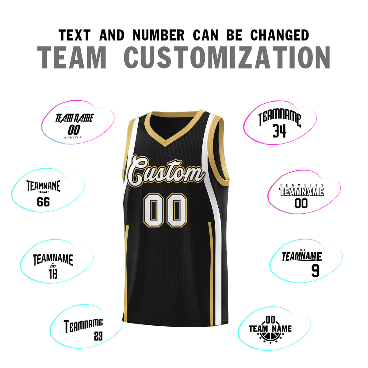 Custom Black Old Gold AND White Basketball Jersey