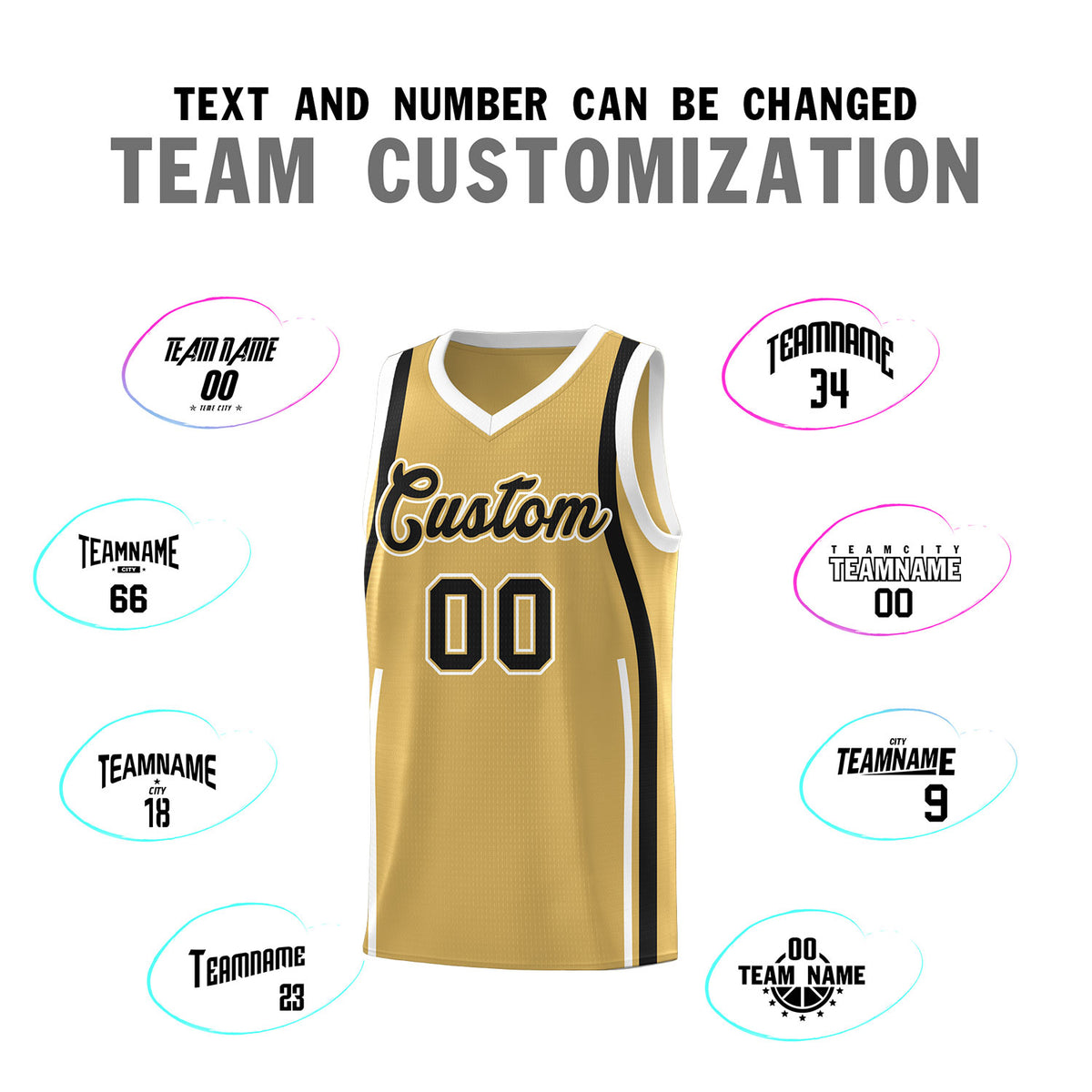 Custom Old Gold Black AND White Basketball Jersey