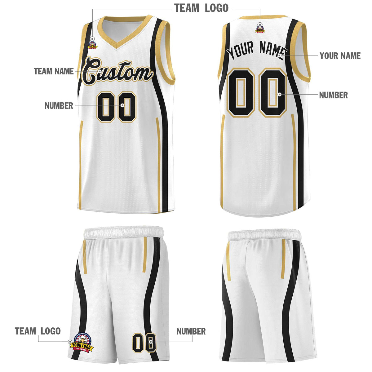 Custom White Black AND White Basketball Jersey