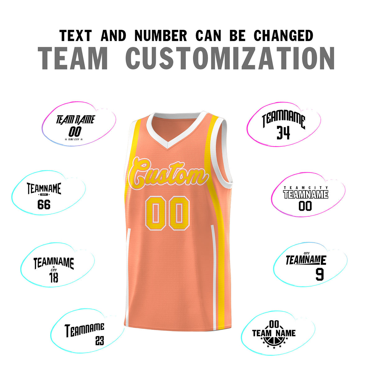 Custom Light Orange Gold AND White Basketball Jersey