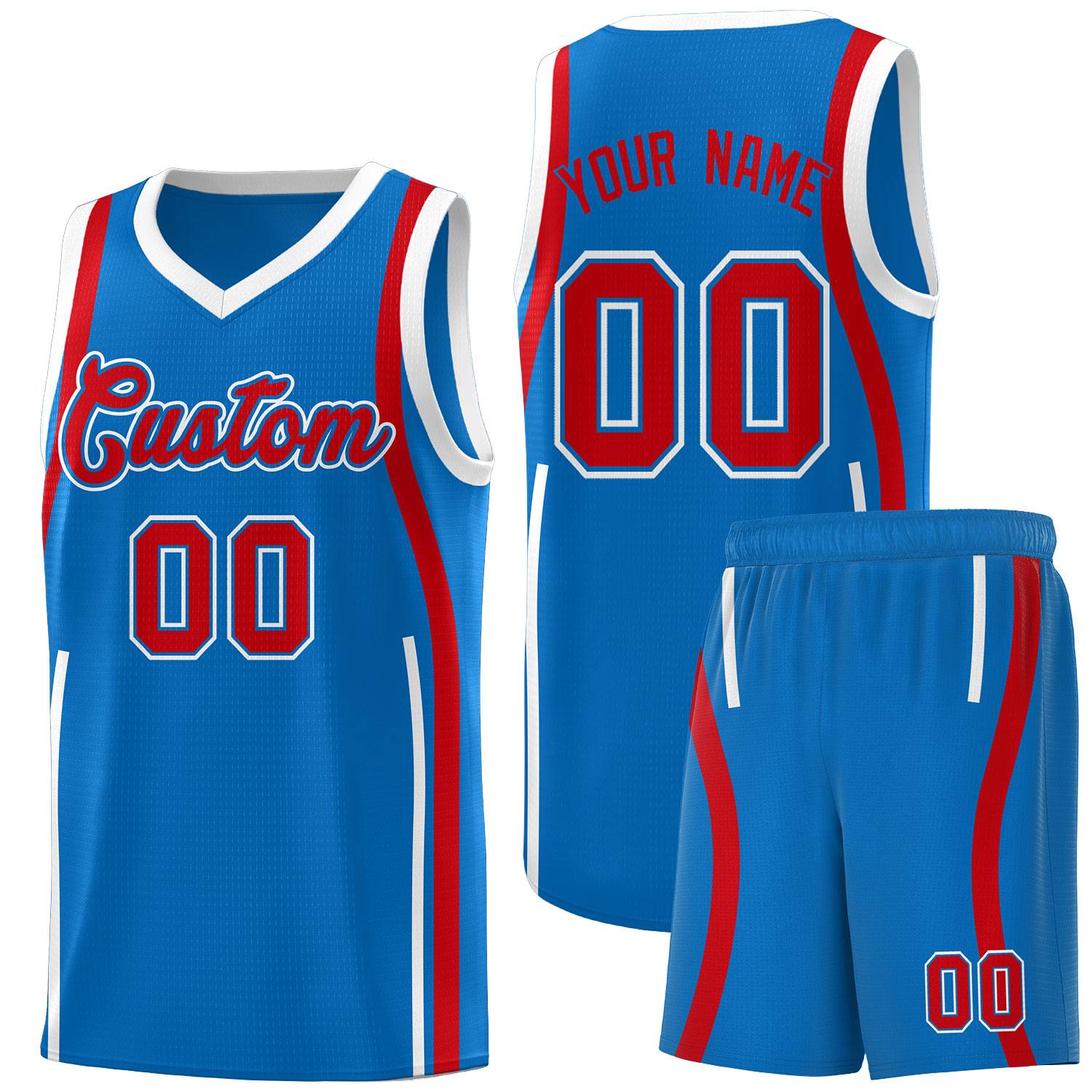 Custom Royal Red AND White Basketball Jersey