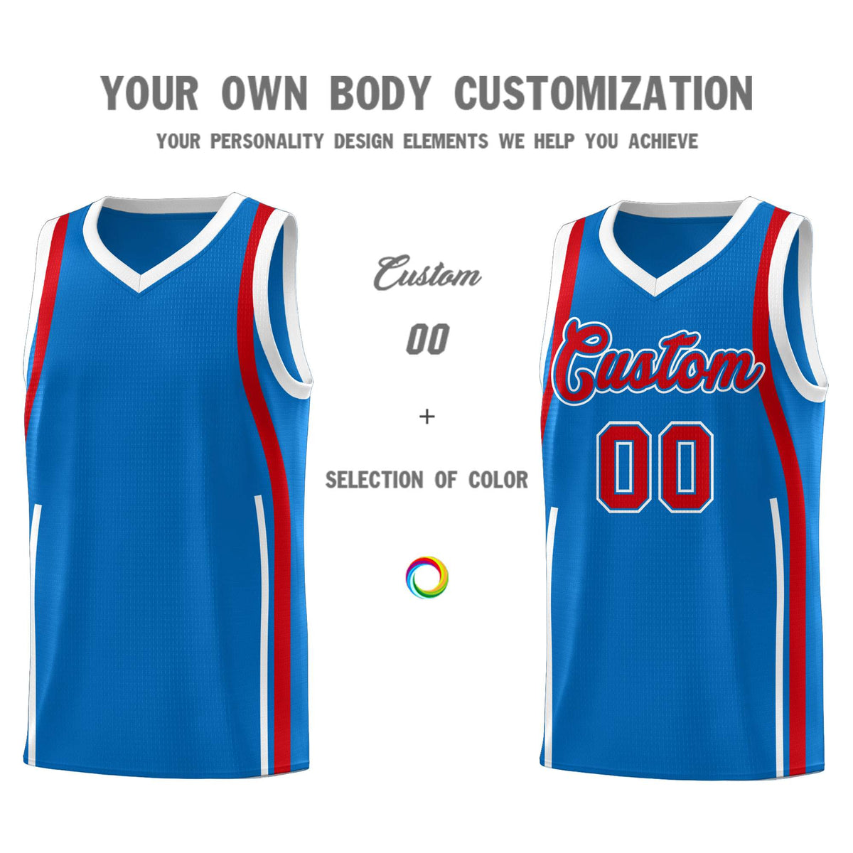 Custom Royal Red AND White Basketball Jersey