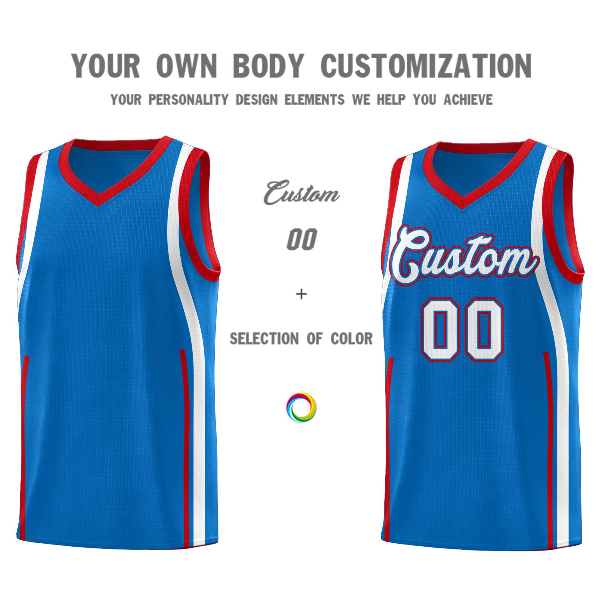 Custom Royal Red AND White Basketball Jersey