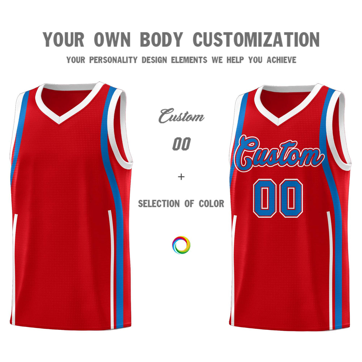 Custom Red Royal AND White Basketball Jersey