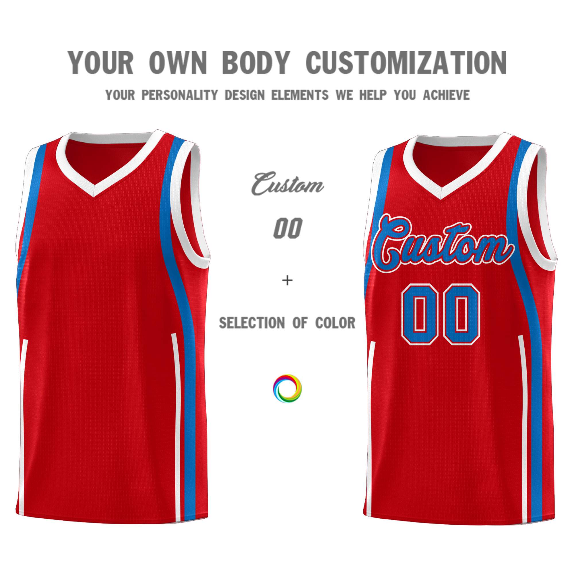 Custom Red Royal AND White Basketball Jersey