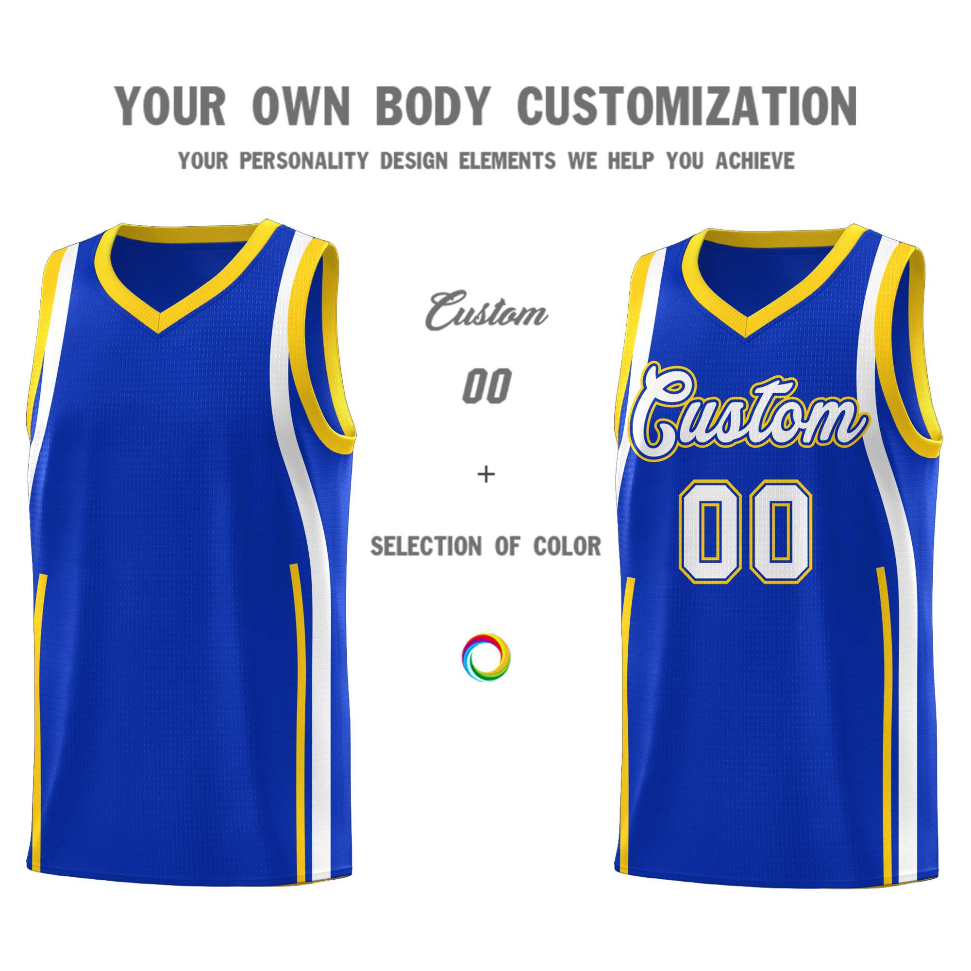 Custom Royal Gold AND White Basketball Jersey