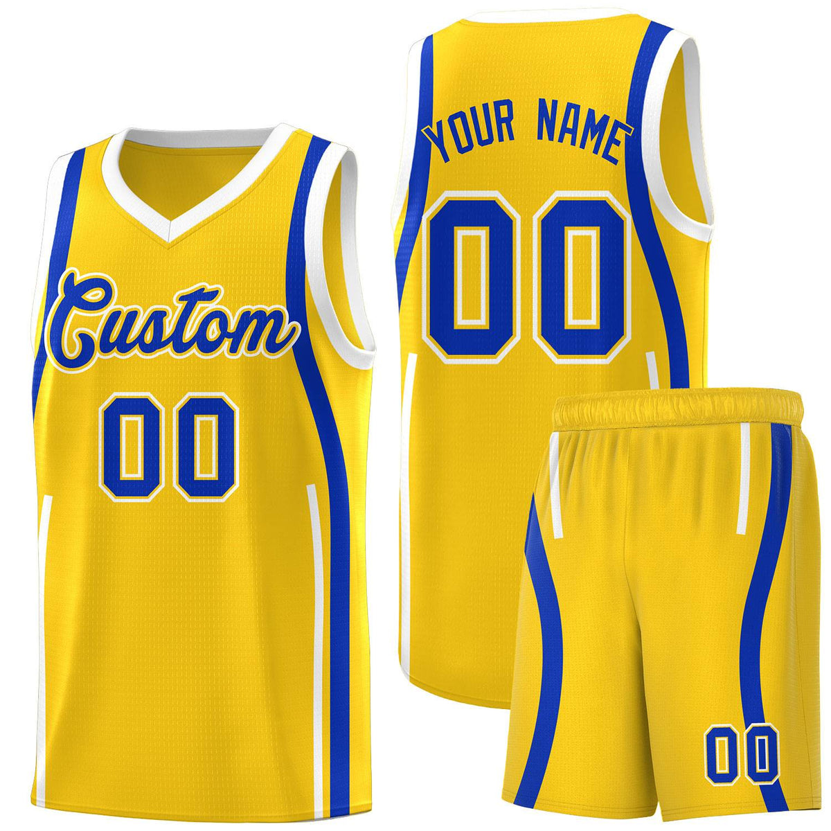Custom Gold Royal AND White Basketball Jersey