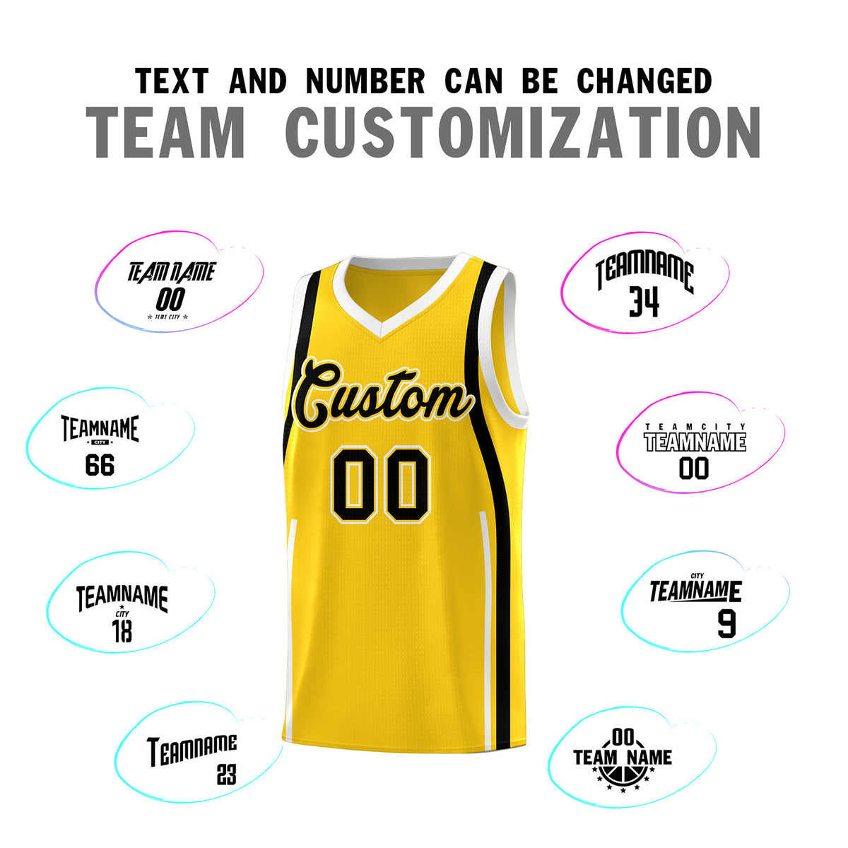Custom Gold Black AND White Basketball Jersey