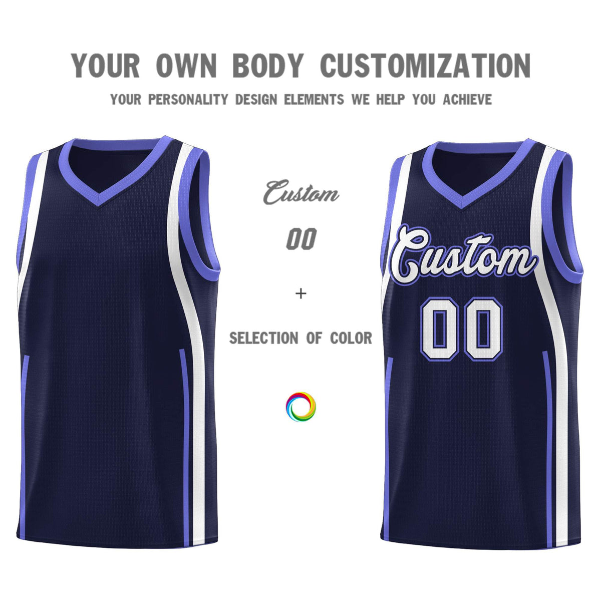 Custom Navy Purple AND White Basketball Jersey
