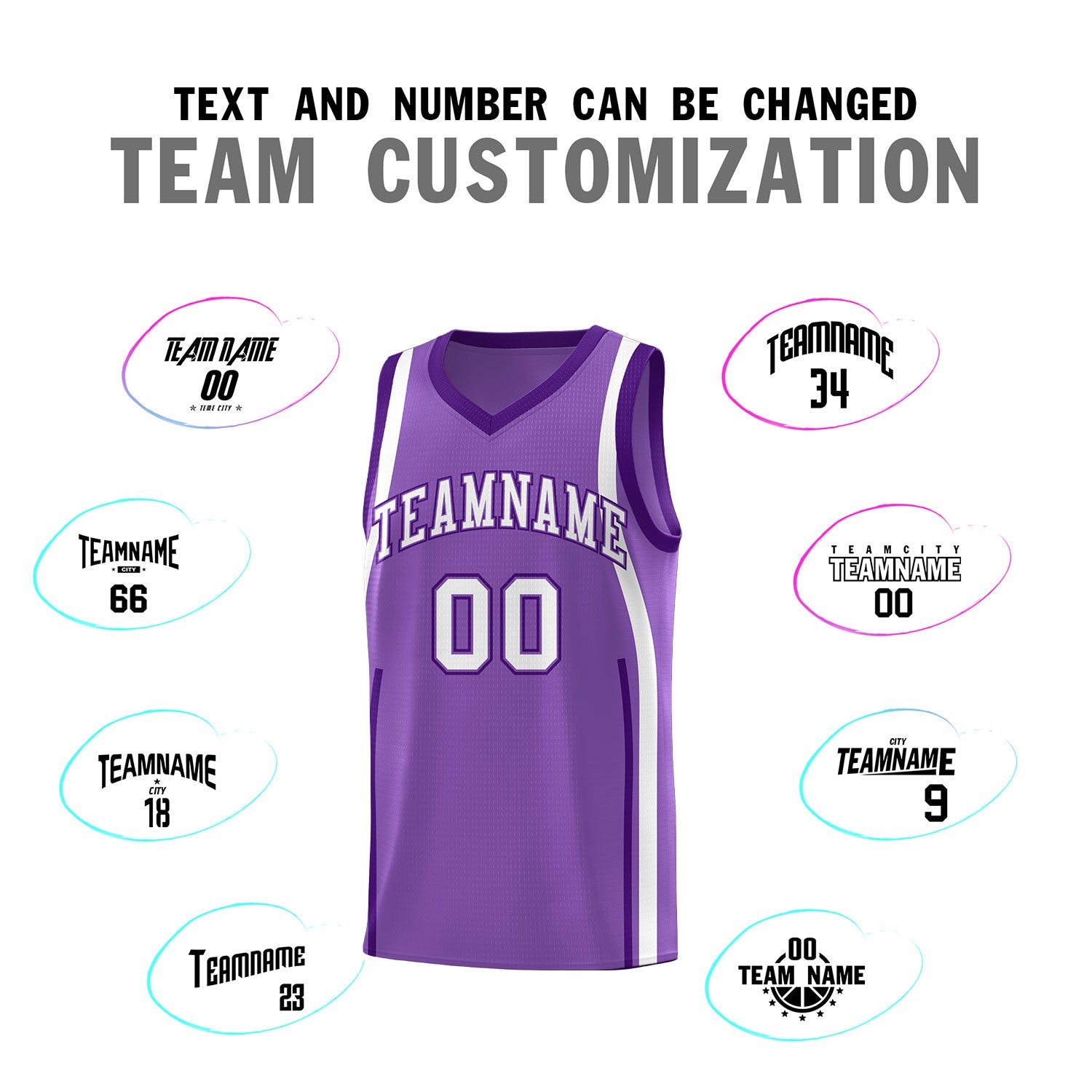 Custom Light Purple Purple-White Ribbon Pattern Basketball Kits