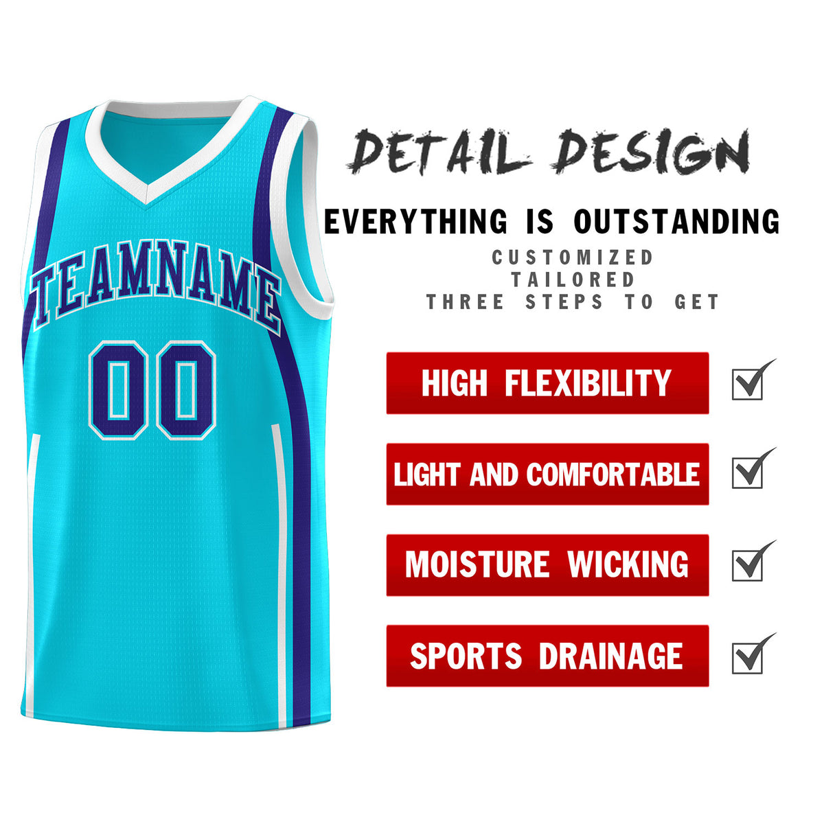 Custom Sky Blue Royal-White Ribbon Pattern Basketball Kits