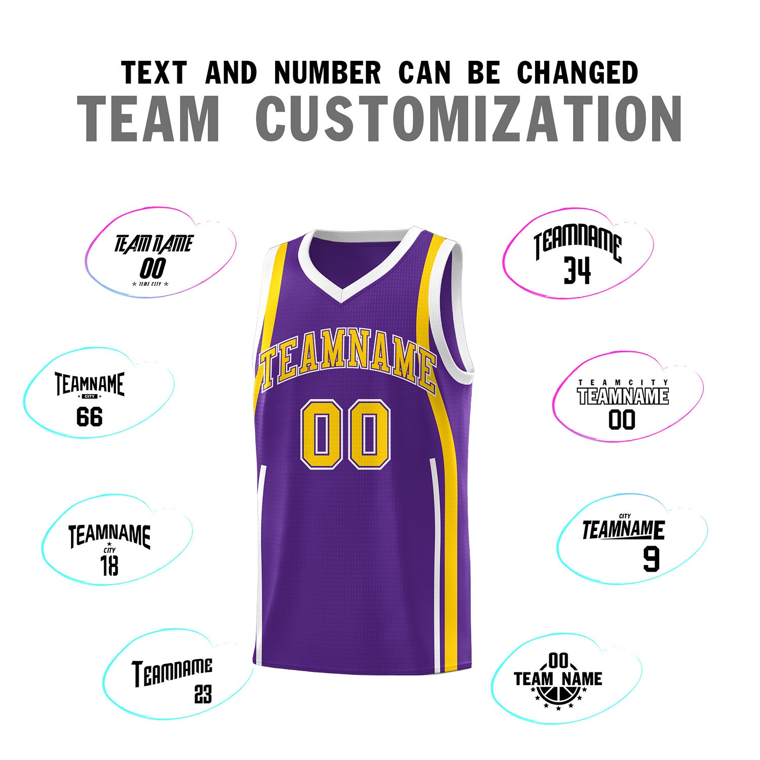 Custom Purple Gold-White Ribbon Pattern Basketball Kits