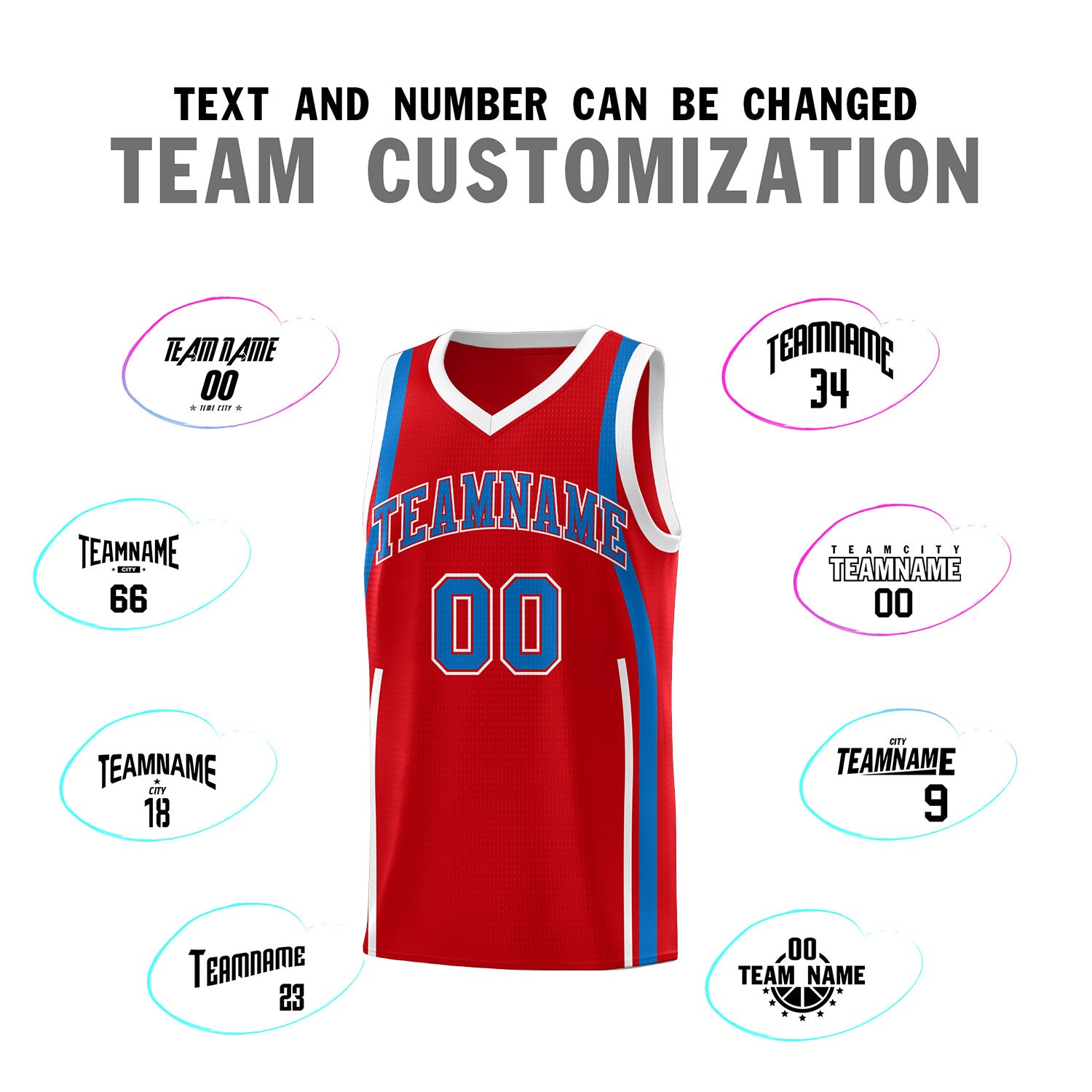 Custom Red Royal-White Ribbon Pattern Basketball Kits