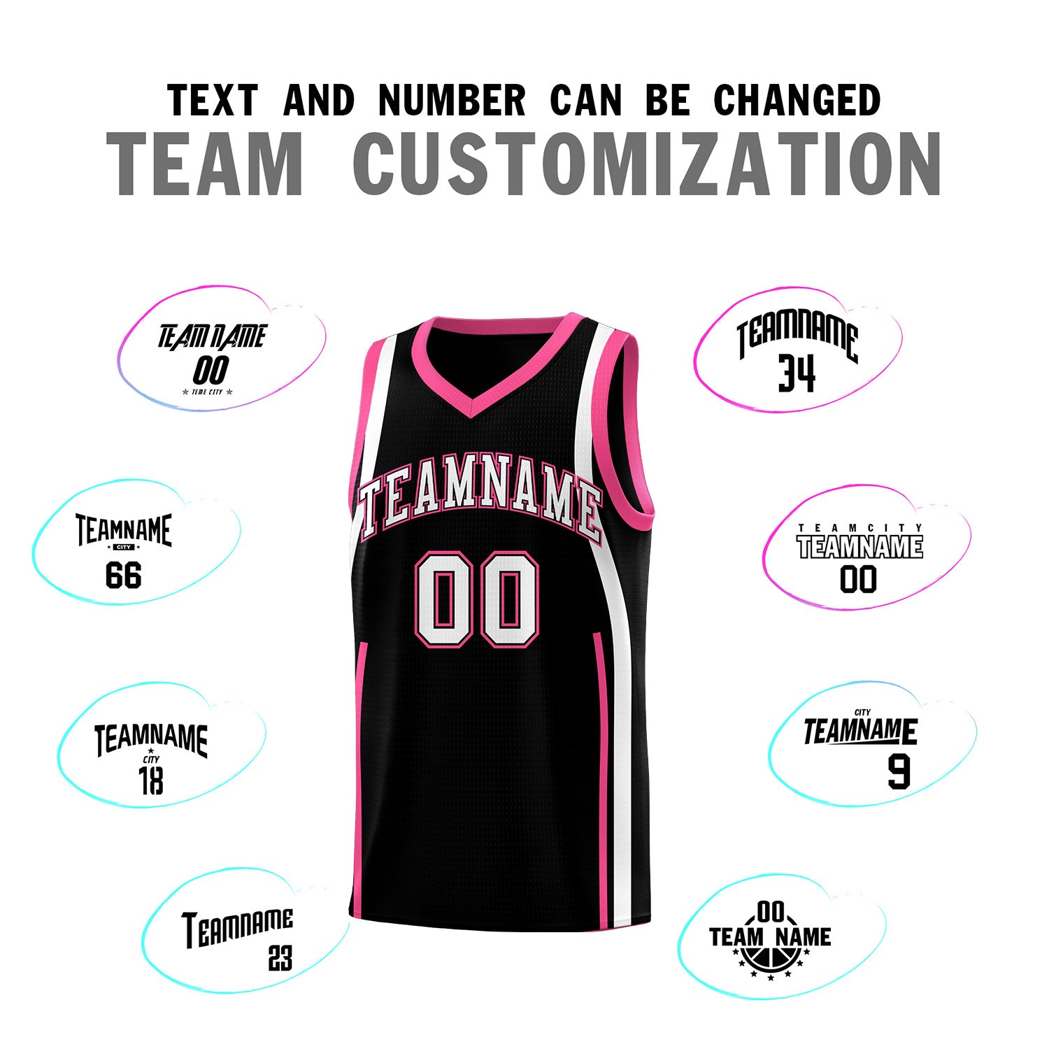 Custom Black Pink-White Ribbon Pattern Basketball Kits