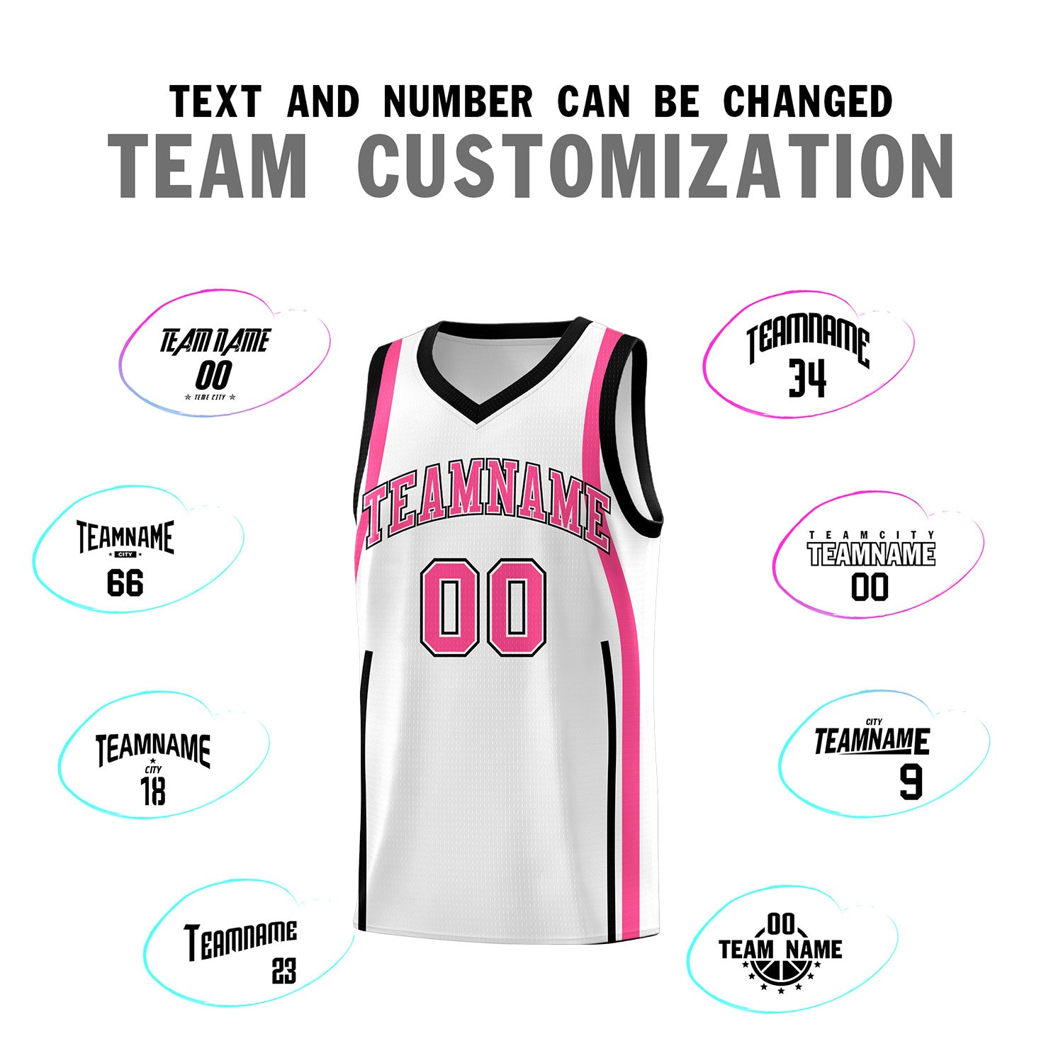 Custom White Pink-Black Ribbon Pattern Basketball Kits