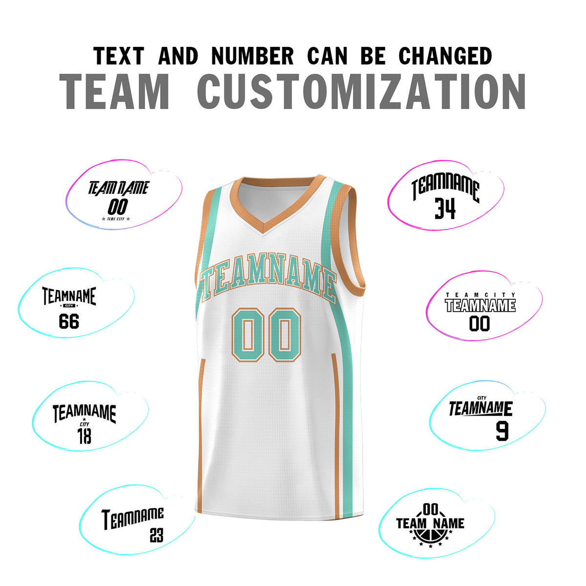 Custom White Bright Green-Buckskin Brown Ribbon Pattern Basketball Kits