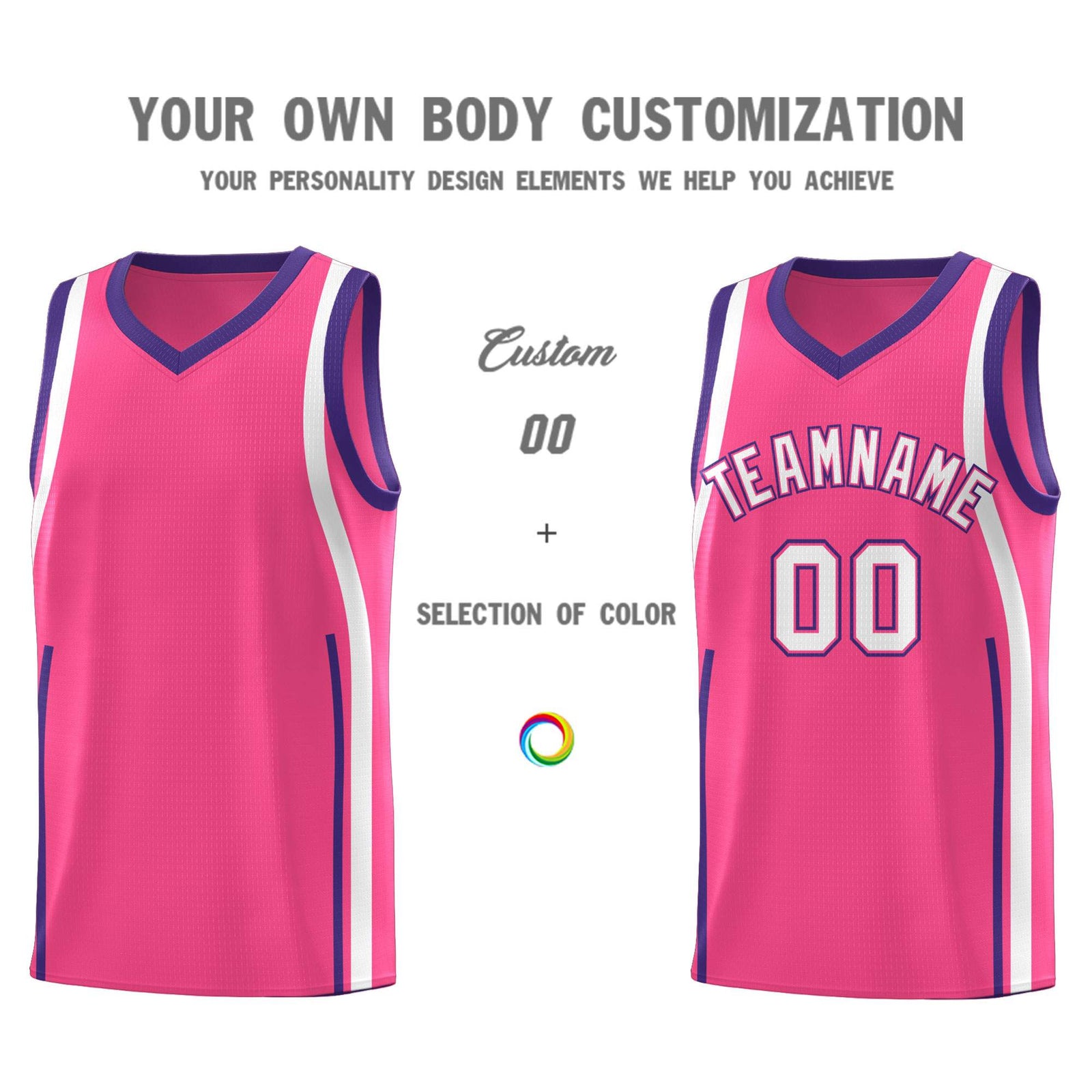 Custom Pink Purple-White Ribbon Pattern Basketball Kits