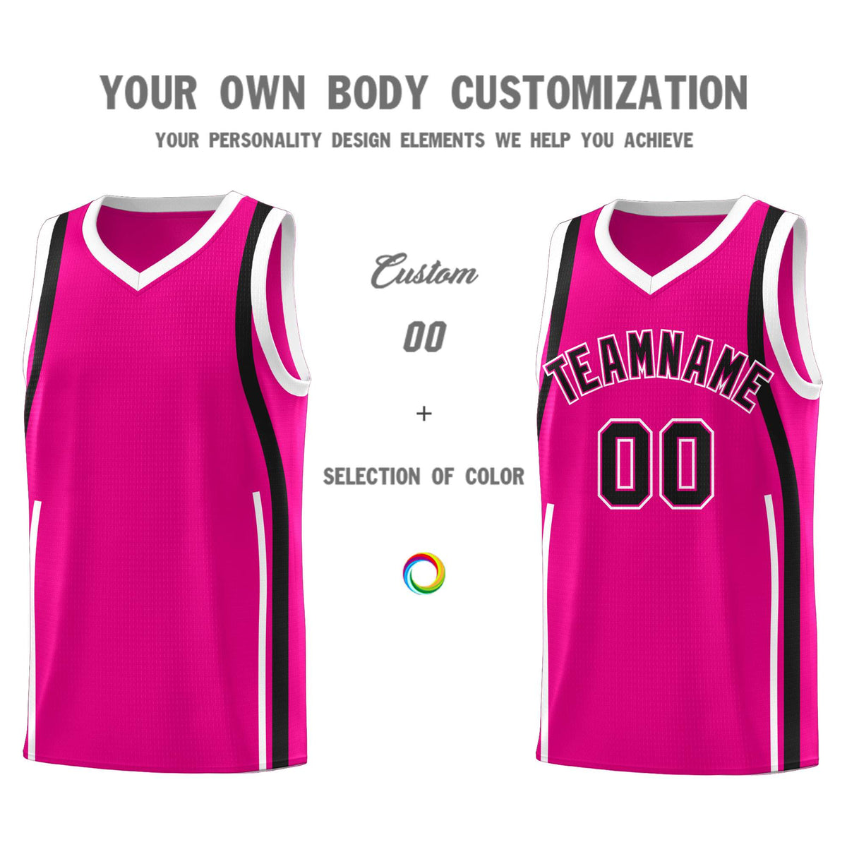 Custom Pink Black-White Ribbon Pattern Basketball Kits