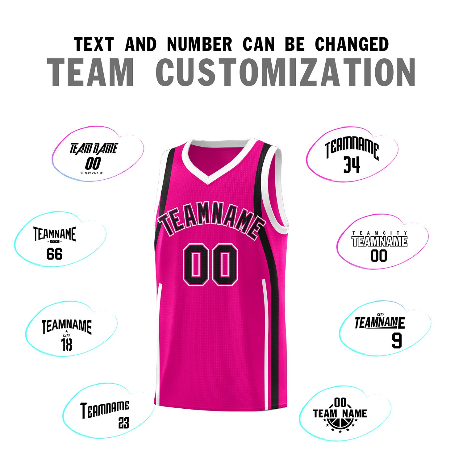 Custom Pink Black-White Ribbon Pattern Basketball Kits