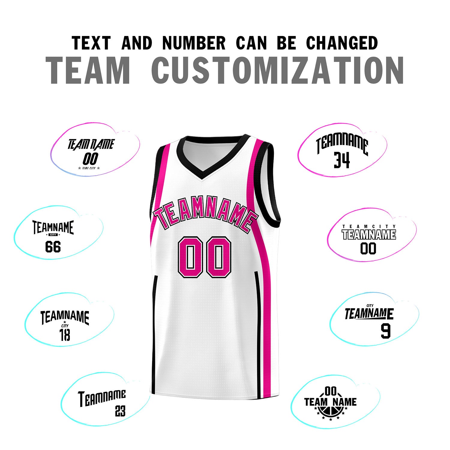 Custom White Pink-Black Ribbon Pattern Basketball Kits