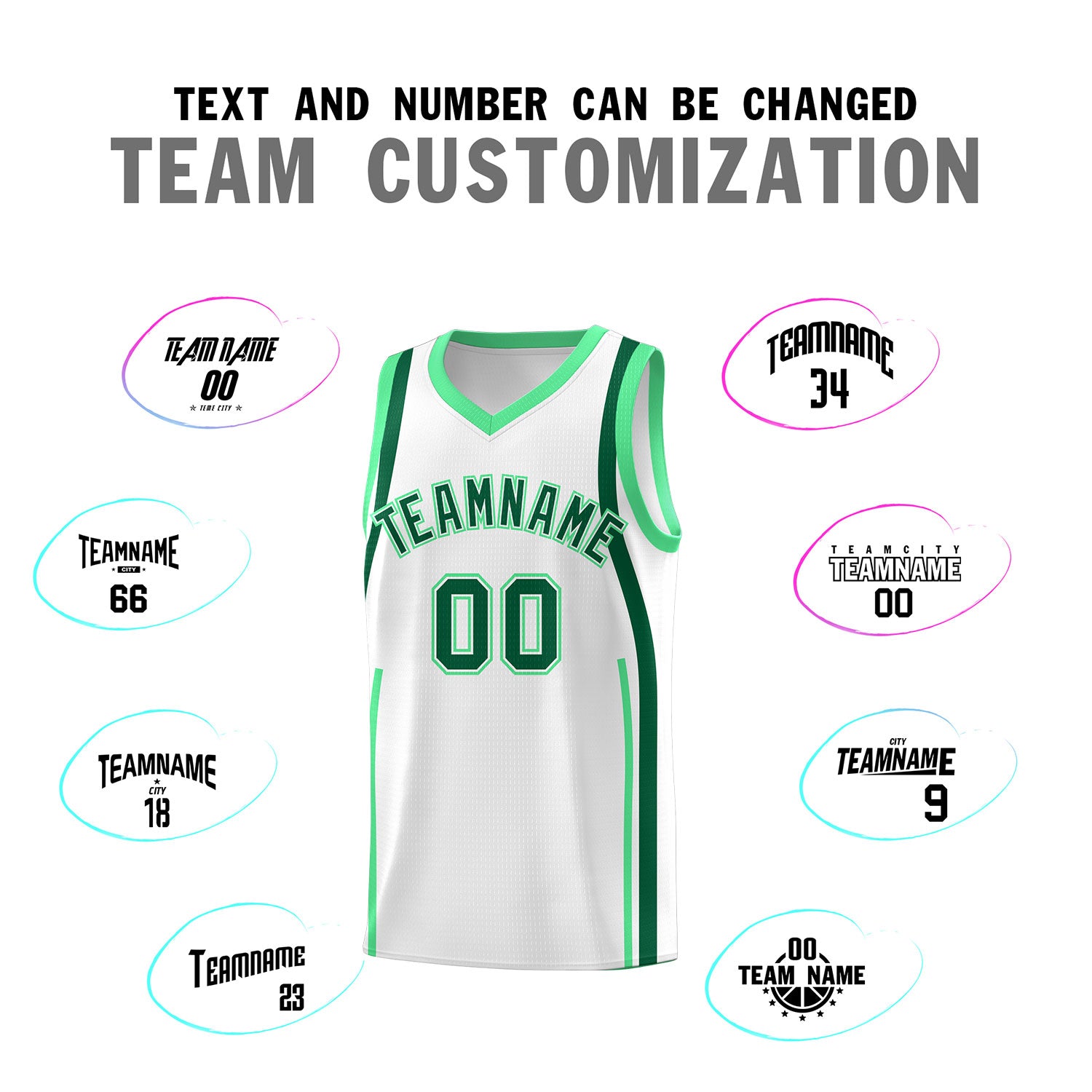 Custom White Kelly Green-Green Ribbon Pattern Basketball Kits