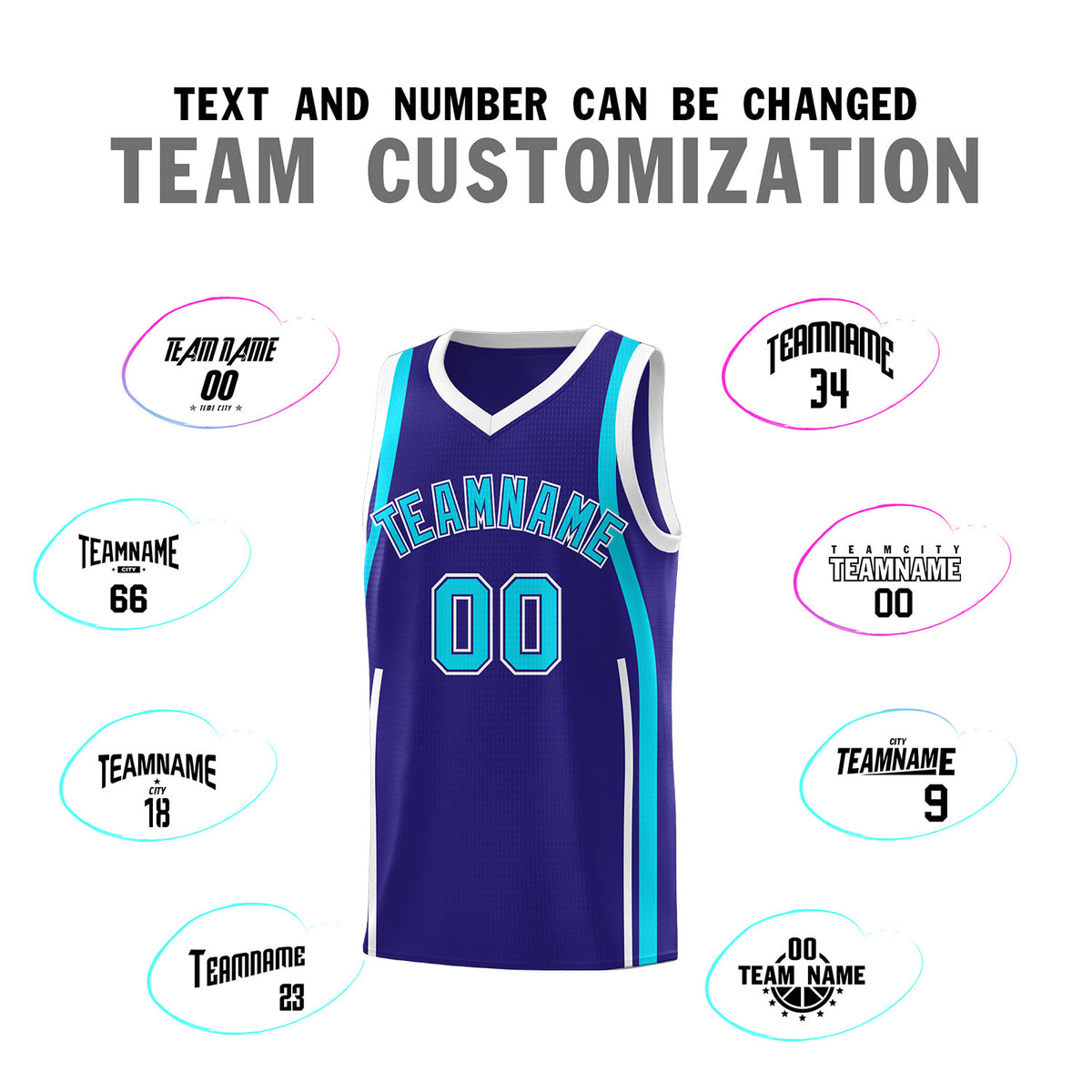 Custom Royal Sky Blue-White Ribbon Pattern Basketball Kits