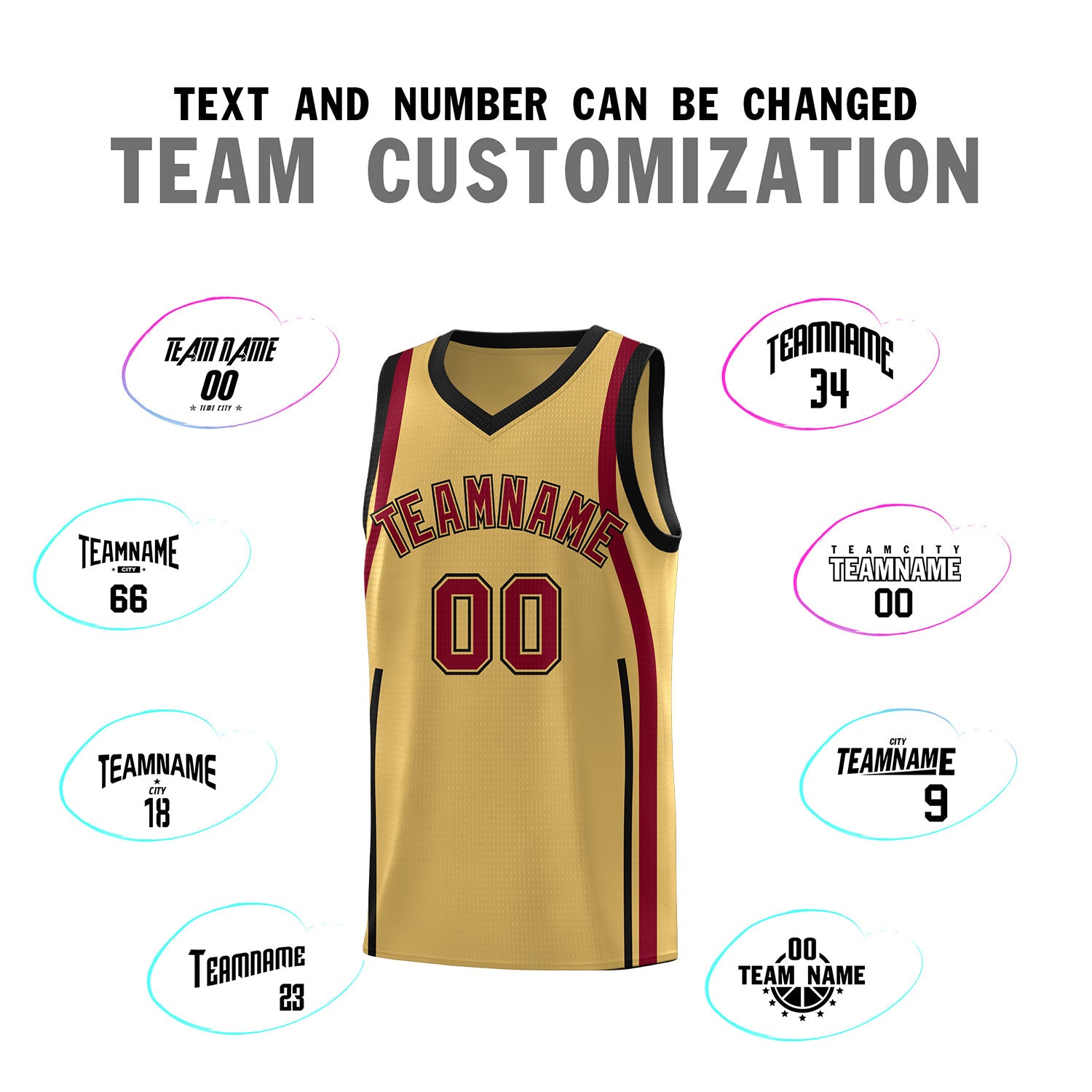 Custom Old Gold Crimson-Black Ribbon Pattern Basketball Kits