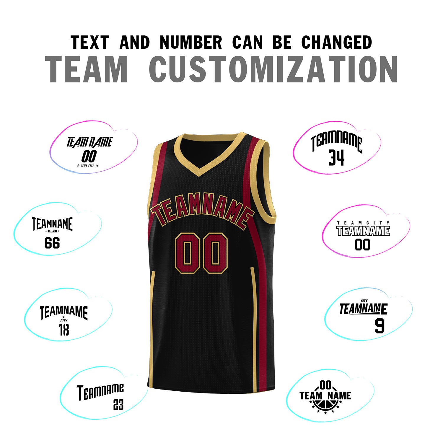 Custom Black Crimson-Old Gold Ribbon Pattern Basketball Kits