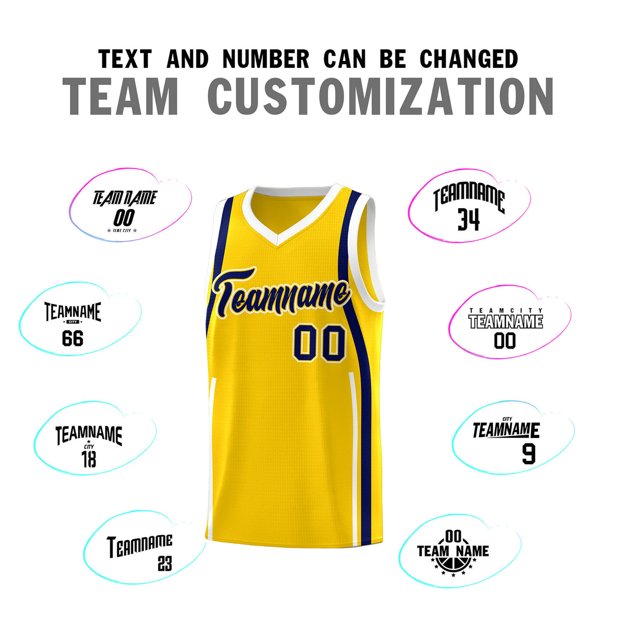 Custom Gold Navy-White Ribbon Pattern Basketball Kits