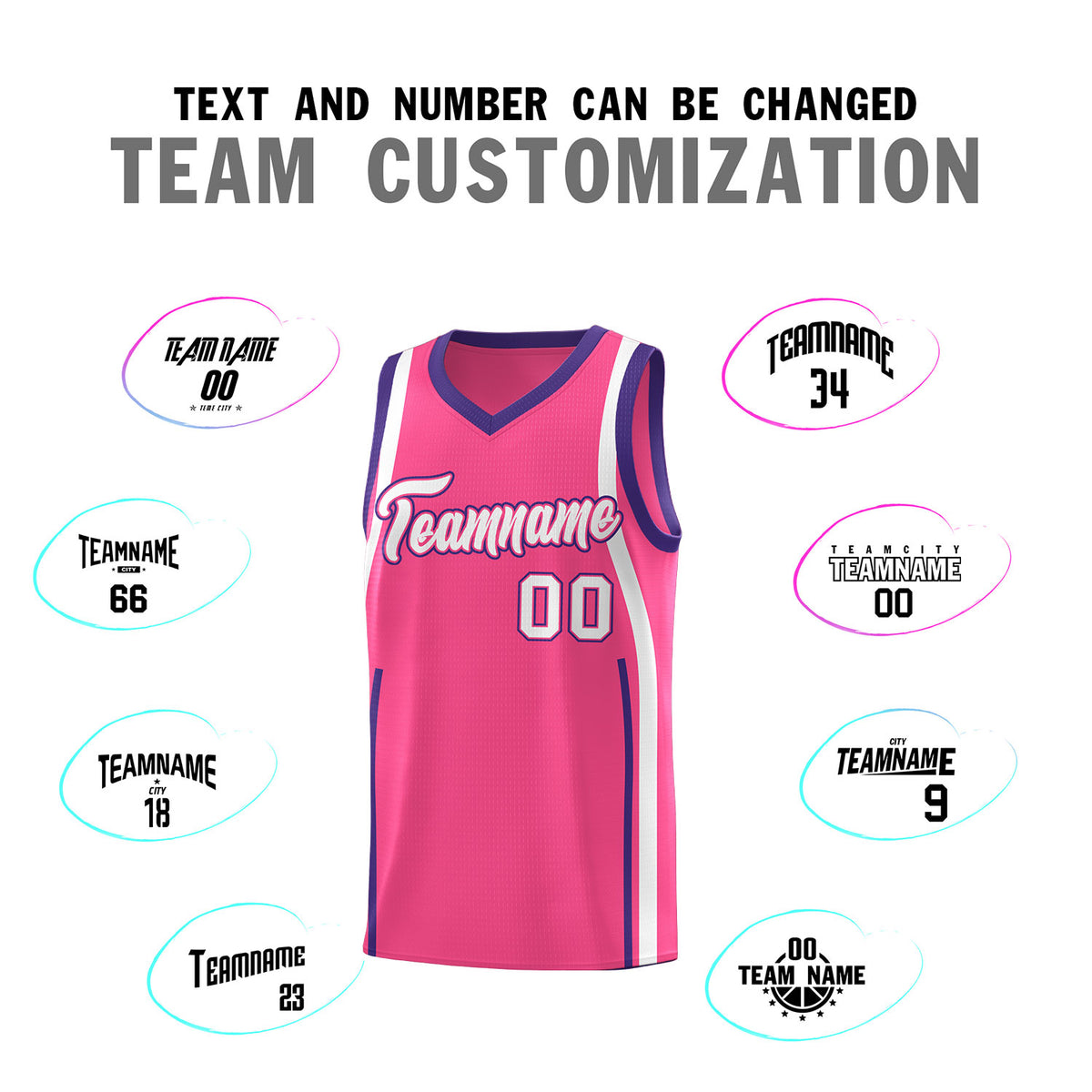 Custom Pink Purple-White Ribbon Pattern Basketball Kits