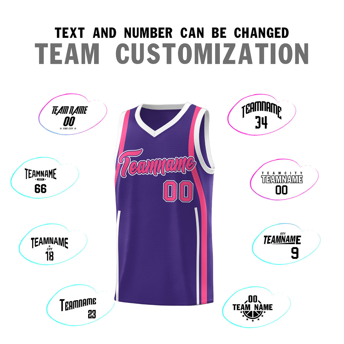 Custom Purple Pink-White Ribbon Pattern Basketball Kits