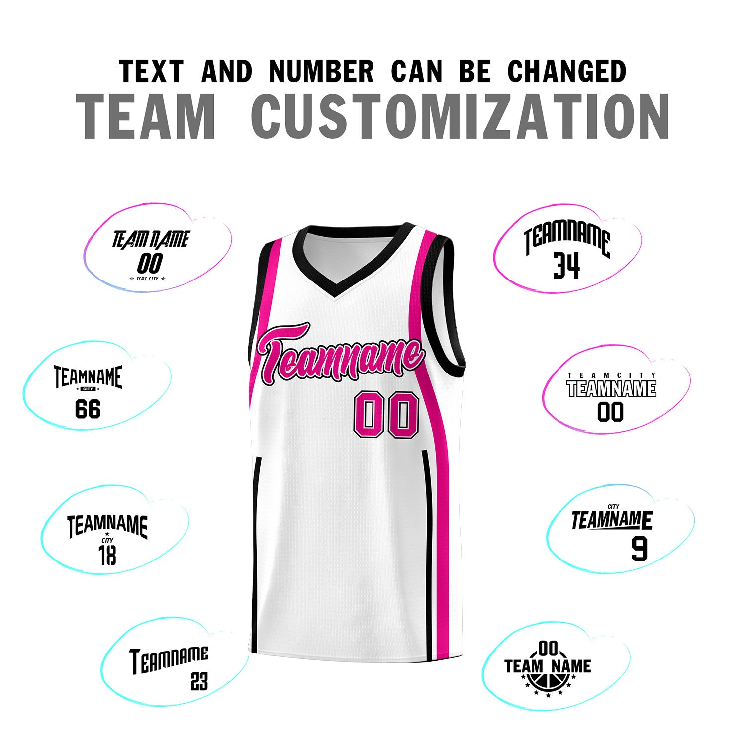 Custom White Pink-Black Ribbon Pattern Basketball Kits
