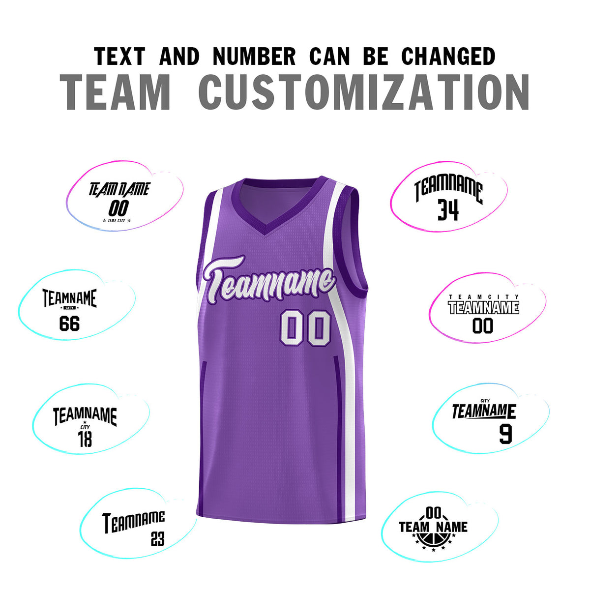Custom Light Purple Purple-White Ribbon Pattern Basketball Kits