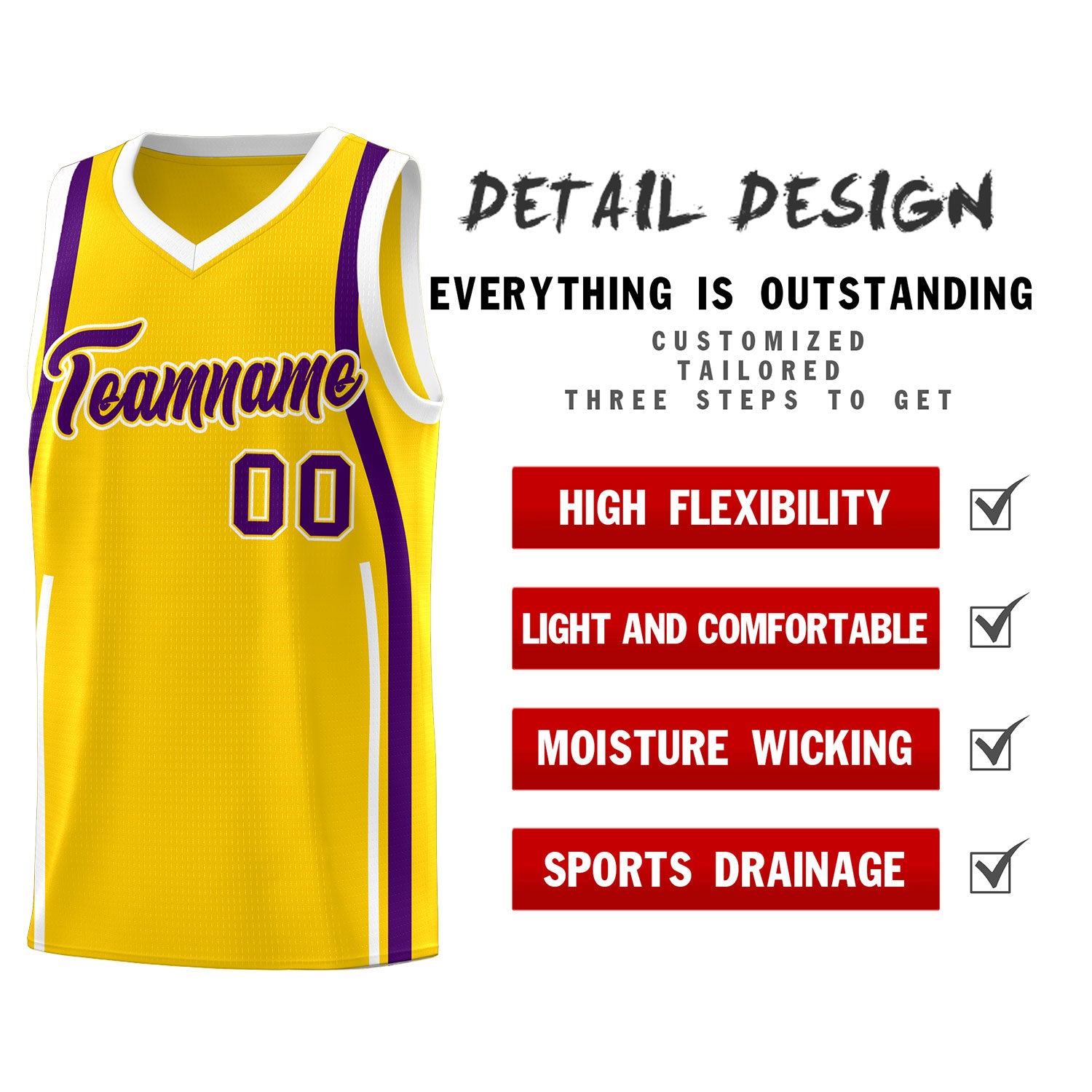 Custom Gold Purple-White Ribbon Pattern Basketball Kits