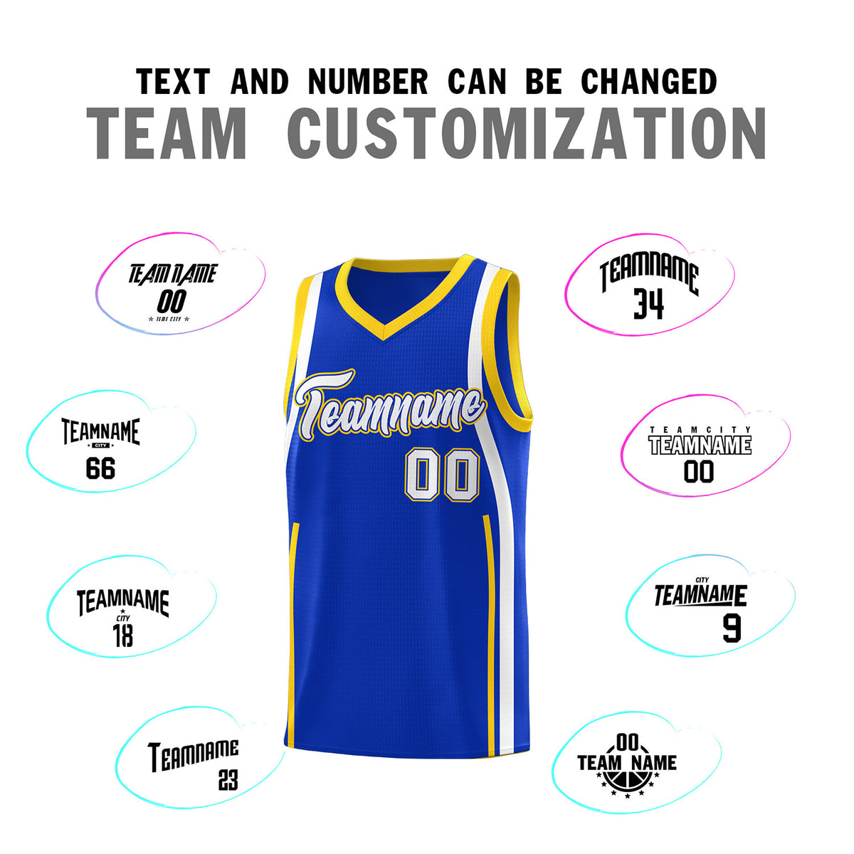 Custom Royal Gold-White Ribbon Pattern Basketball Kits