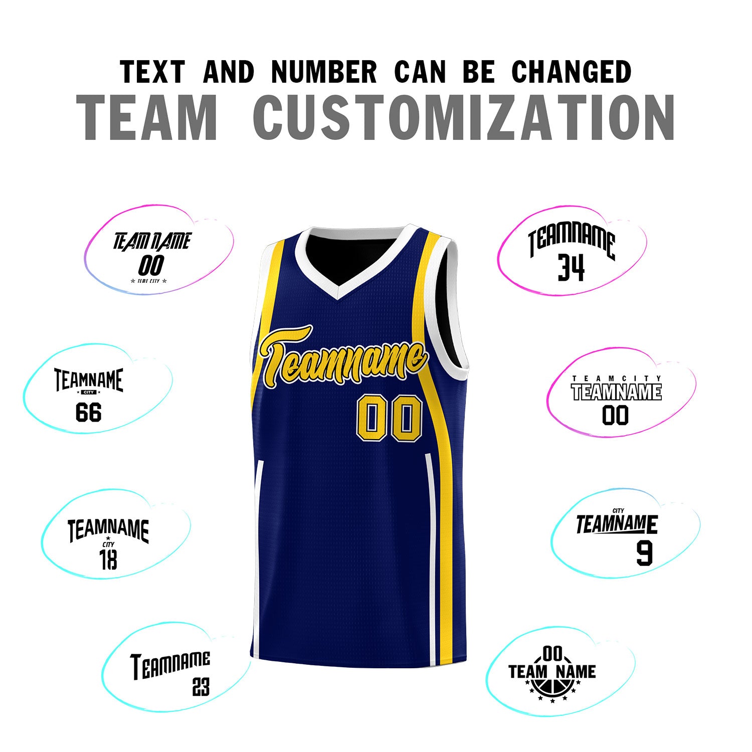 Custom Navy Gold-White Ribbon Pattern Basketball Kits