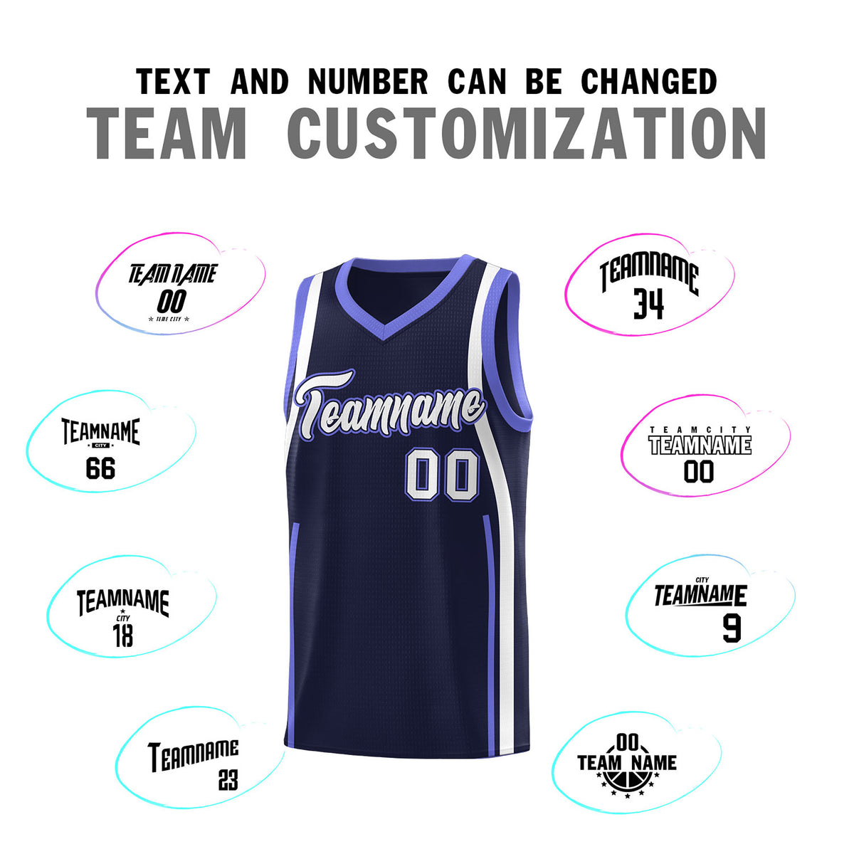 Custom Navy Purple-White Ribbon Pattern Basketball Kits